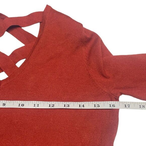 Love Ellie Autumn Orange Strappy Back V-Neck Sweater - XS - Picture 4 of 6